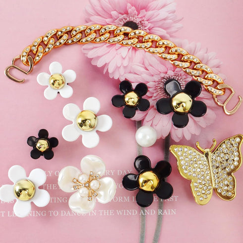 ROPCIA Charms for Bogg Bag, Pearls and Butterfly Flowers for Beach Bag Accessories (20 Pcs)