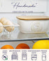 Getstar Ceramic Butter Dish with Acacia Lid, Silicone Sealing, Large Butter Keeper Container for Countertop