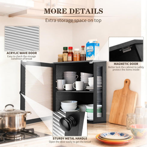 Countertops, Extra Large Corner Bread Box - Bamboo Bread Box for Kitchen Large Capacity Kitchen Bread Storage