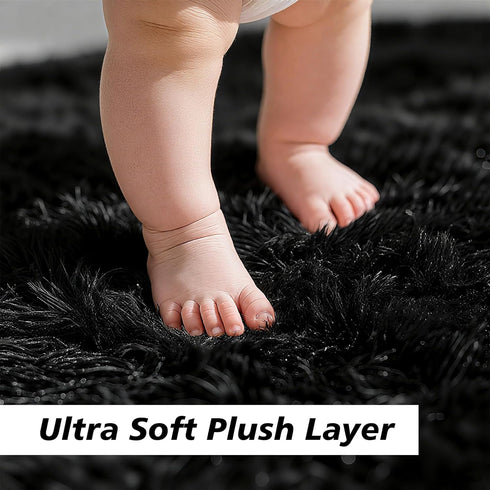 5x8,Black Shag Area Rug for Bedroom Fluffy Area Rugs for Living Room,Soft Fuzzy Rug Non-Shedding Indoor Plush Carpet