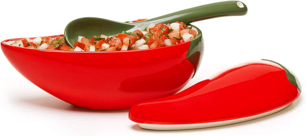 Prepworks by Progressive Salsa Bowl with Spoon, Great for Homemade Salsa, Dips, Party Foods, Condiments