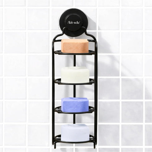 Kitsch Shower Caddy Hanging with Suction Cup Self-Draining Shampoo Bar Holder & Shower Shelves for Conditioner Bars