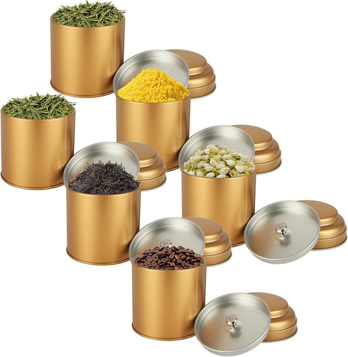 Acrux7 12 Pack 8oz Small Tea Tin Canisters with Airtight Lids, Loose Leaf Tea Storage Containers, Round Metal Airtight