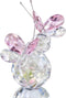 H&D HYALINE & DORA Pink Crystal Cut Double Butterfly Figurine, Handmade Art Glass Collectible Gift, Gift Boxed