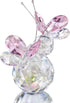 H&D HYALINE & DORA Pink Crystal Cut Double Butterfly Figurine, Handmade Art Glass Collectible Gift, Gift Boxed