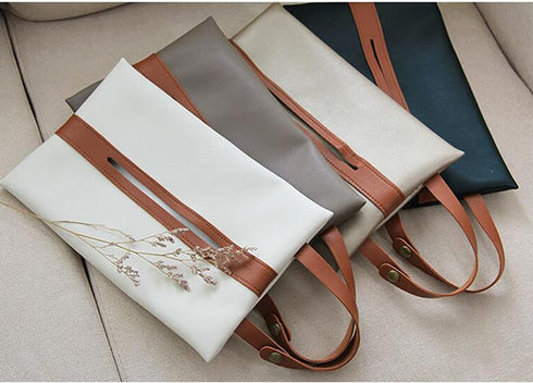 PU Leather Tissues Box Organizer Case, Rectangular Facial Paper Storage Holder with Hanging Strip for Kitchen, Bedroom,