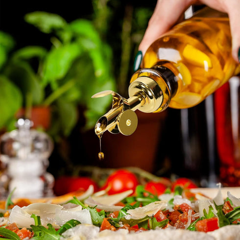 2 WAFJAMF Pcs Weighted Stainless Steel Bottle Pourers, Self Closing Olive Oil Dispenser Spout, Auto Flip Feature Liquor