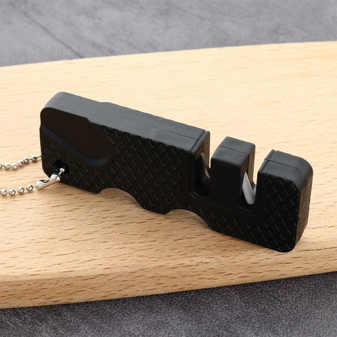 Black Pocket Knife Sharpener, Kitchen Knife Sharpener, Handheld Keychain Tool for Outdoor Camping & Scissors