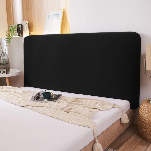 WOMACO Stretch Bed Headboard Slipcover, Solid Color Dustproof Cover for Bedroom Décor (Black, 59-67")