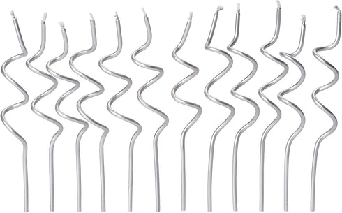 Papyrus Birthday Candles, Silver Swirl, 12-Count
