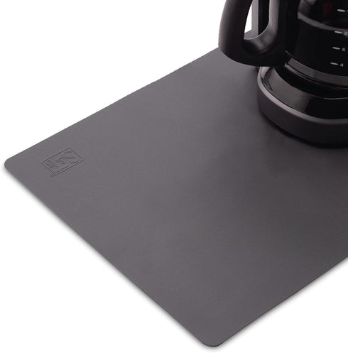 S&T INC. Coffee Mat, Silicone Bar Mat for Coffee Maker and Espresso Machine, 12 x 18 Inches, Grey, 1 Pack.