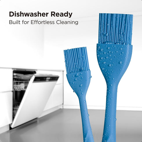 Kitchen Mama WALTZGRIP Platinum Silicone Basting Pastry Brush: Set of 2 Heat-Resistant for Cooking, Baking, BBQ (Blue)