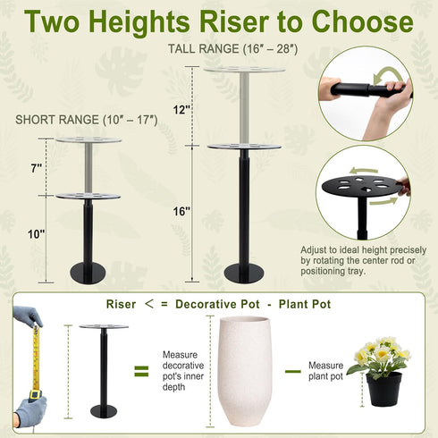 1628 Inch, 1 Pack Adjustable Plant Riser for Inside Pots, Planter Inserts for Tall Pots with Clear Acrylic Tray
