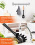 Silicone Pasta Fork, Kitchen Heat Resistant Noodle Spoon Server, BPA Free Spaghetti Strainer, 12.8 inch (Black)