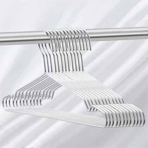 Seropy Coat Hangers, 10 Pack Heavy Duty Stainless Steel Hangers with Non Slip Grooves, 16.5 Inch Ultra Thin Metal
