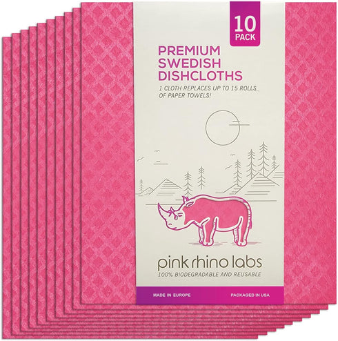 Swedish Dishcloths - Eco-Friendly Reusable Kitchen Towels, 10 Pack for Dishes & Surfaces