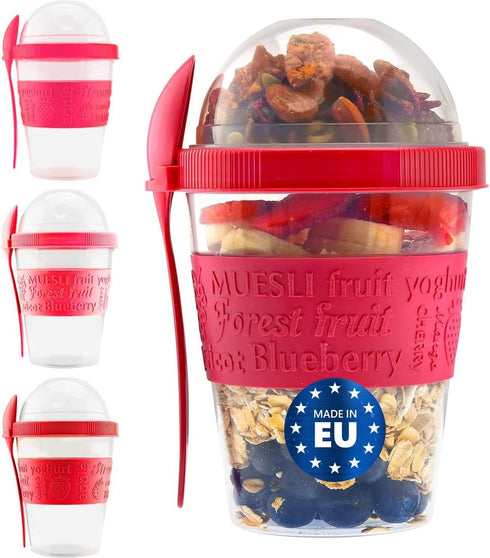 Tribello 20 OZ Overnight Oats Container With Lid, Set of 4 Crunch