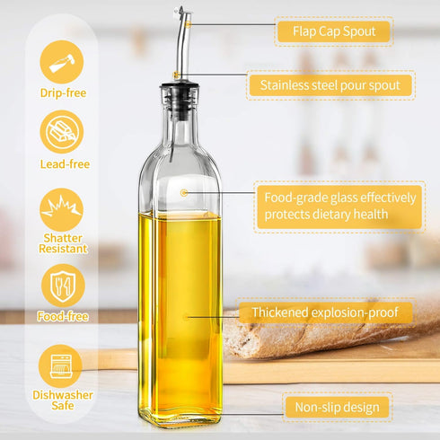 MEIDAYAI 2 Set 2 4 Labels,1 1 Olive Oil Dispenser Bottle, Pcs Glass Oil Bottle for Kitchen, Oil and Vinegar Dispenser