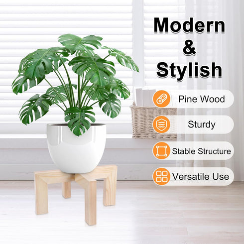 5-12 Inch Vigordream Plant Stand, Indoor/Outdoor Wood Plant Holder, Single Flower Pot Stand, Sturdy Planter Stands, Fit