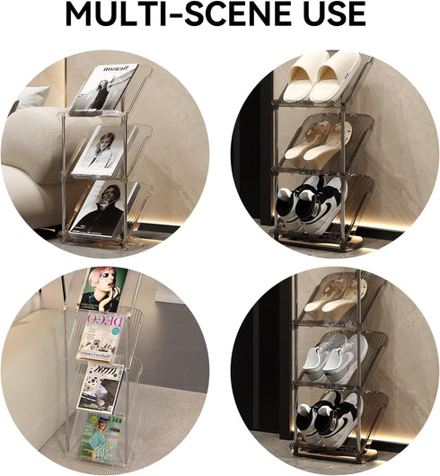 4 YYW Narrow Shoe Rack Vertical Shoes Rack for Entryway Corner Shoe Storage Organizer for Small Spaces Transparently