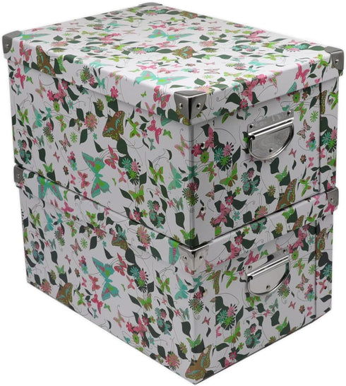 GUOZI Collapsible Storage Box - Decorative Memory Box with Lid & Metal Reinforced Corners, Organizer Gift Box