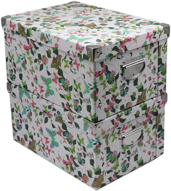 GUOZI Collapsible Storage Box - Decorative Memory Box with Lid & Metal Reinforced Corners, Organizer Gift Box