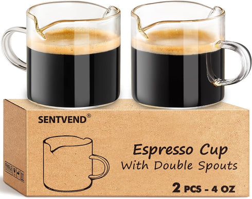 Espresso Cups Set of 2, 4 Oz Espresso Shot Glass with Handle