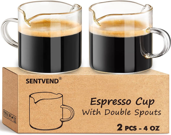 Espresso Cups Set of 2, 4 Oz Espresso Shot Glass with Handle
