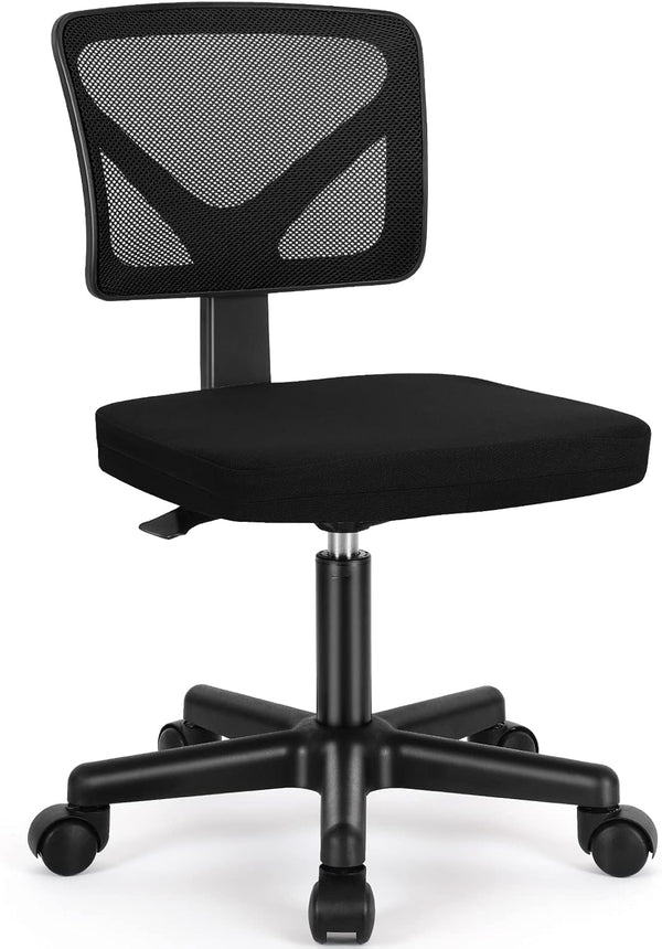 AFO Small Desk Chair, Armless with Ergonomic Lumbar Support, Adjustable Height, 360 Degree Swivel