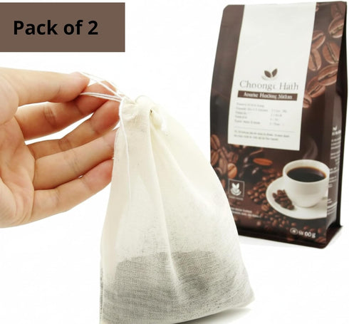 Set 2-4x6 Inch PurpleEssences Ultra-Dense Unbleached Cotton Nut Milk & Filter Bags Reusable Cheesecloth Drawstring
