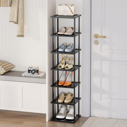Vertical Tall Shoe Rack Organizer for Entryway -7 Tier Free Standing Slim