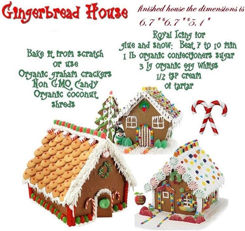 Sakolla Gingerbread House Cookie Cutter Set (Set of 10) - 3D Christmas Cookie Cutters with Gift Box