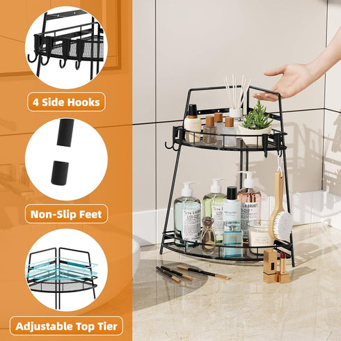 2 Counter Countertop VITVITI Tier Corner Bathroom Organizer, Metal Bathroom Organizer Shelf Storage, Bath Room Sink