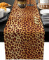 PIEPLE Leopard Print Table Runner-Cotton linen-Long 108 inche Cheetah Print Dresser Scarves,Animal Tablerunner