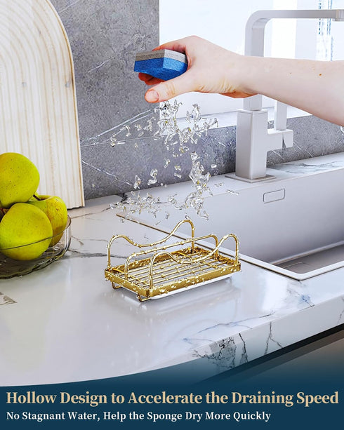 Countertop 304 Consumest Sponge Holder for Kitchen Sink - Movable Sink Caddy for Organizer, Stainless Steel Sponge