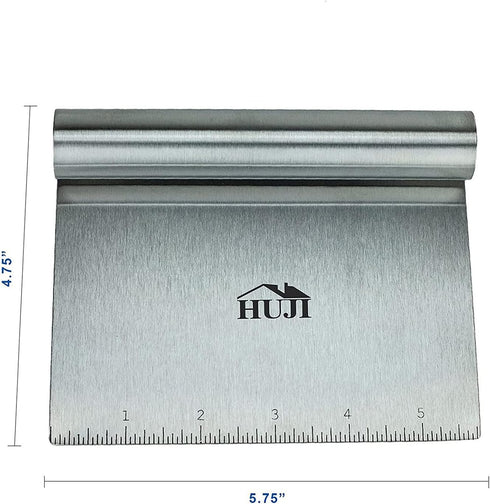 HUJI Stainless Steel Multi-Purpose Scrapper/Chopper, Ergonomic Handle (1 Pack, 5.75" X 4.75")