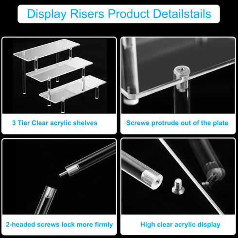 Clear Acrylic Perfume Display Stand Organizer, 3 Tier Cupcake Stand Risers for Tabletop Use