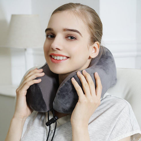 Travel Pillow, Best Memory Foam Neck Pillow for Sleeping, Airplane Car & Home Use (Grey)