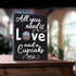 JennyGems All You Need is Love and a Cupcake Wooden Sign - Bakery Signage and Decor Gift for Cupcake Lovers, Made in USA