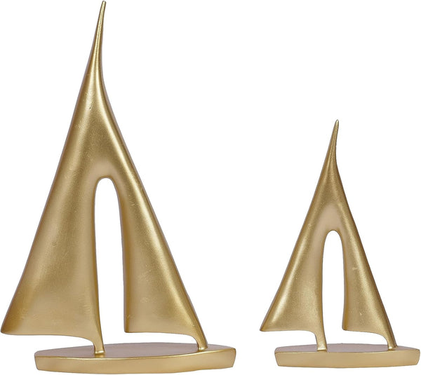 Dawbun 2 Pack Gold Sailboat Decor Boat Sculpture for Home Decor Modern Boat