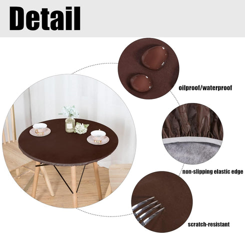 45"-56" LUSHVIDA Round Waterproof Table Cover Elastic Vinyl Fitted Tablecloth Elastic Edged Plastic Table Cloth (Deep