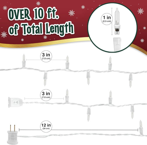 stargo 9 50 Bulbs 10.4 Clear Warm White Christmas Lights - ft String of Incandescent Mini Multifunctional Lighting