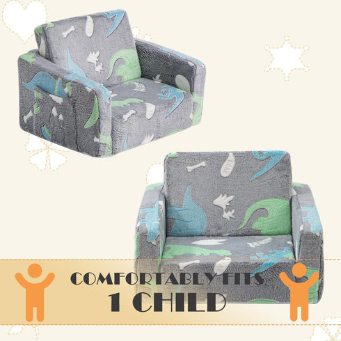 SUFUS 2-in-1 Baby Toddler Couch Chair Kids Foldable Toddler Fold Out Couch Sofa for Playroom Pull Out Children