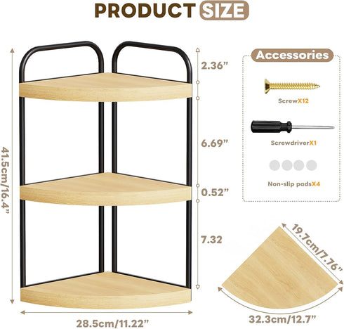 Counter 3-Tier Counter, Countertop Counter, Abiglifty Corner Bathroom Organizer, No Drill Corner Shelf Bathroom
