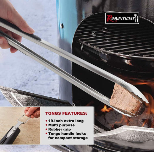 4pcs Set ROMANTICIST Heavy Duty Grill Accessories for Top Chef - Professional Grill Tool & Basic BBQ Tools for Backyard