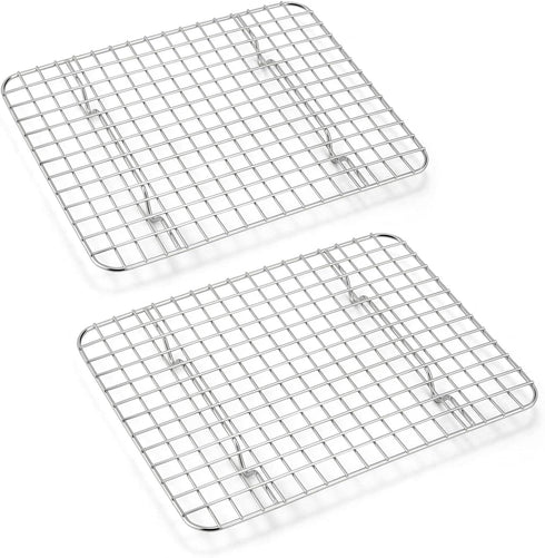 Small Baking Cooling Rack Set of 2 - E-far Stainless Steel Toaster Oven Rack for Cooking, Roasting, Grilling