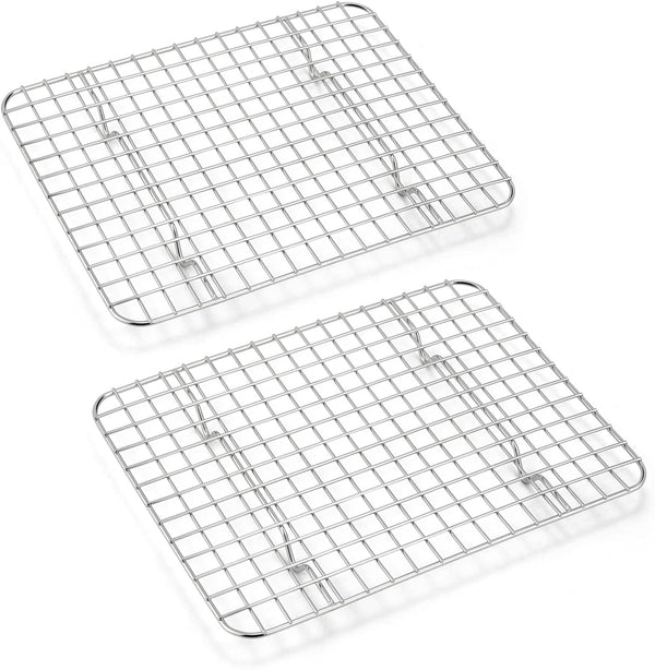 Small Baking Cooling Rack Set of 2 - E-far Stainless Steel Toaster Oven Rack for Cooking, Roasting, Grilling