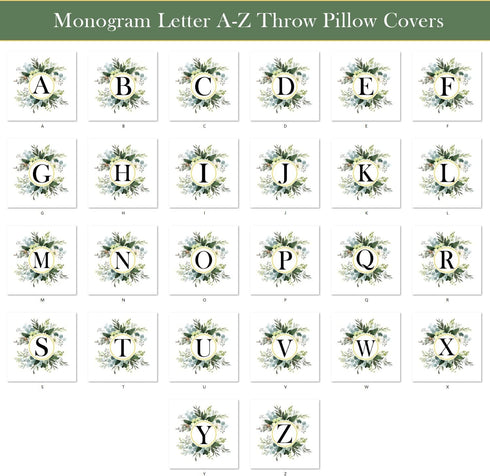 Monogram Letter L Throw Pillow Covers, 12x20 Inch Floral Greenery Spring Decorative Pillowcase for Couch