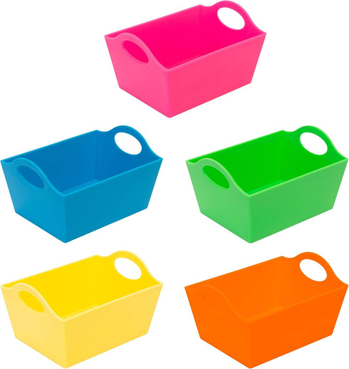 Simplify Neon Mini Storage Containers, 5 Pack Bins for Office Organization, Good for Toys, Hair Accessories