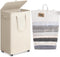 Goodpick White Laundry Basket with Wheels, 75L Rolling Laundry Hamper for Bedroom